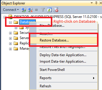 Restore (Import) database from .bak file in SQL server (With & without  scripts) - QA With Experts