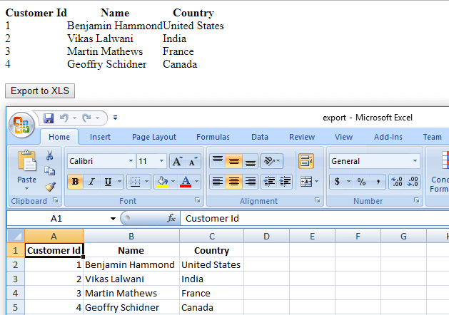 Export html table to excel using jQuery / Javascript