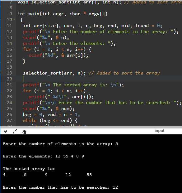 Binary Search Code In C Language