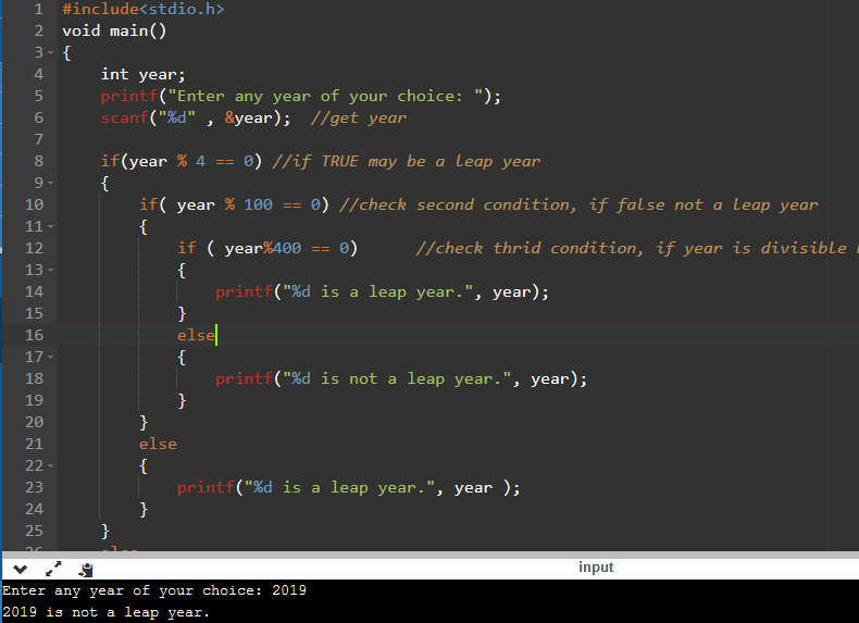 C Program To Check Leap Year Using If Else Codingalpha Gambaran